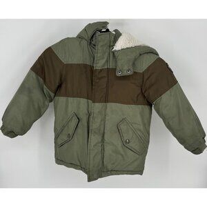 OshKosh Bgosh Kids Green & Brown Sherpa Hooded Winter Coat